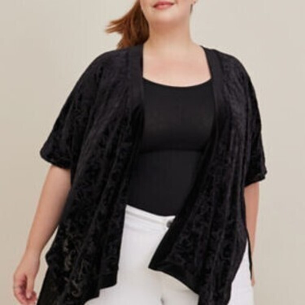 Harry Potter Drape Front Kimono - Velour Burnout Black